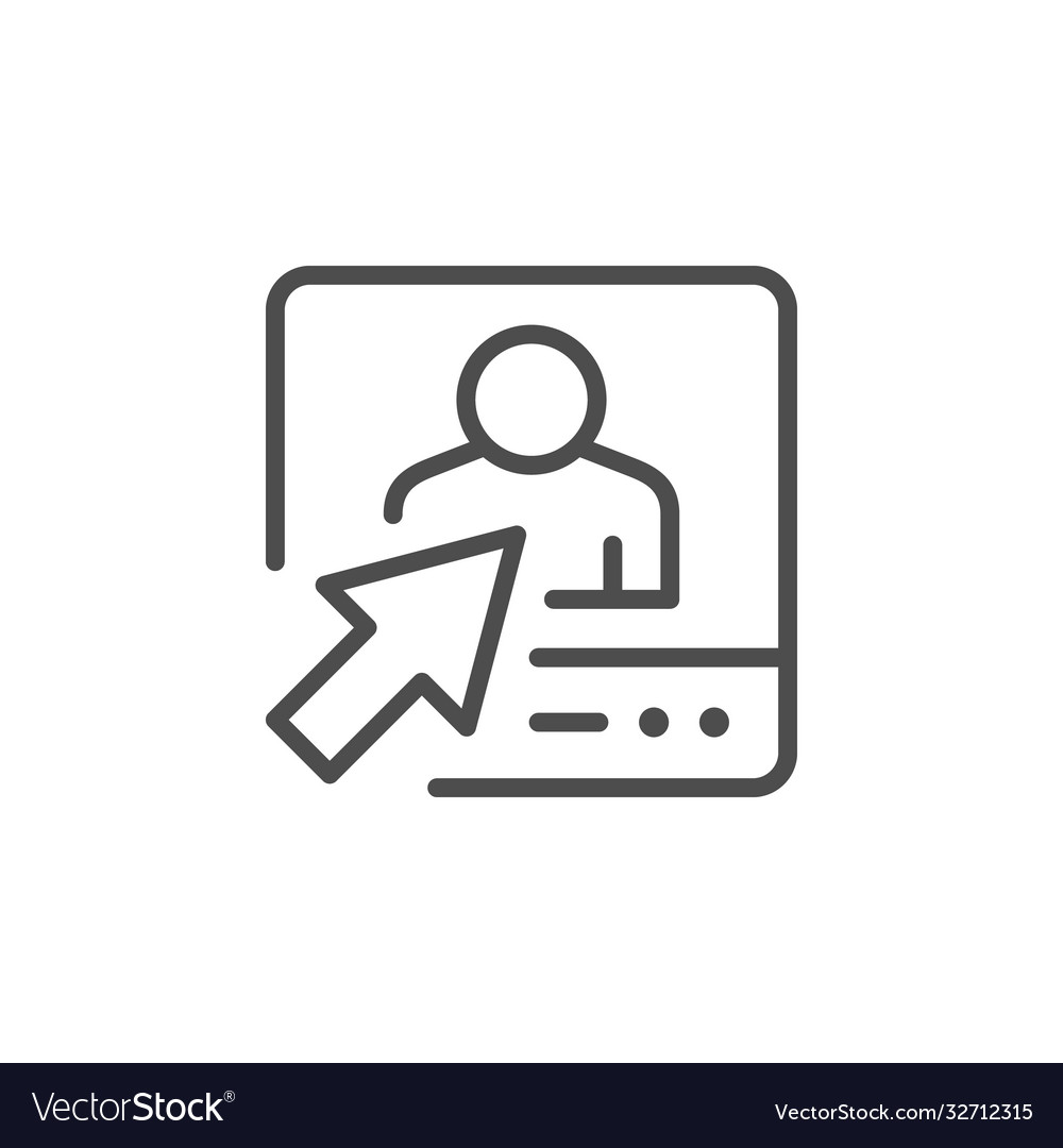 Webinar line outline icon and web conferencing