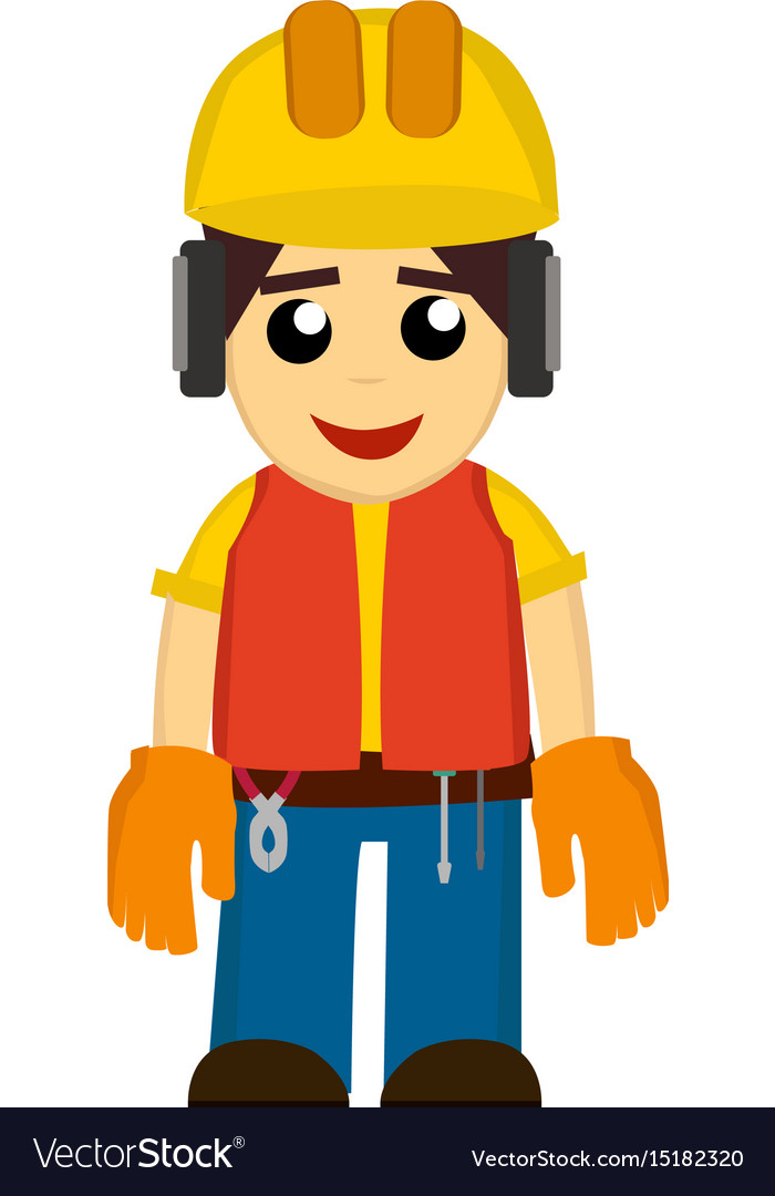 Builder man in cartoon style Royalty Free Vector Image