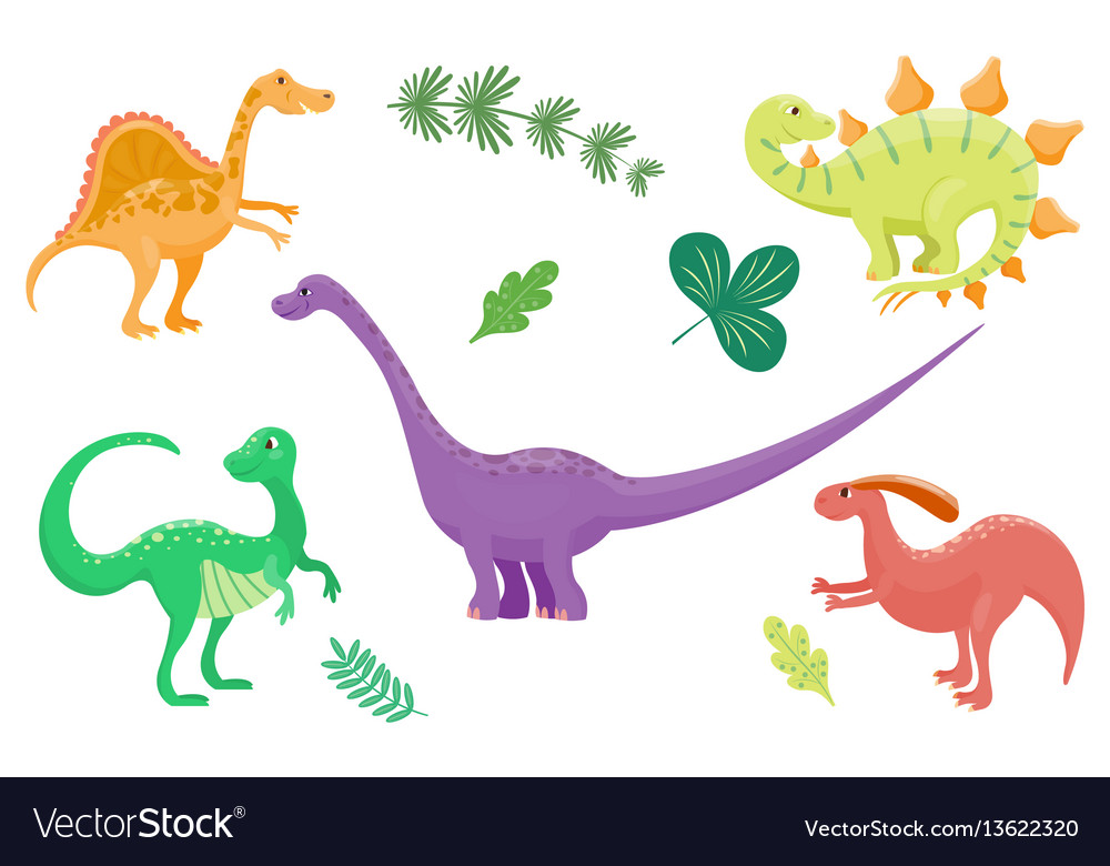 Cartoon dinosaurs isolated Royalty Free Vector Image