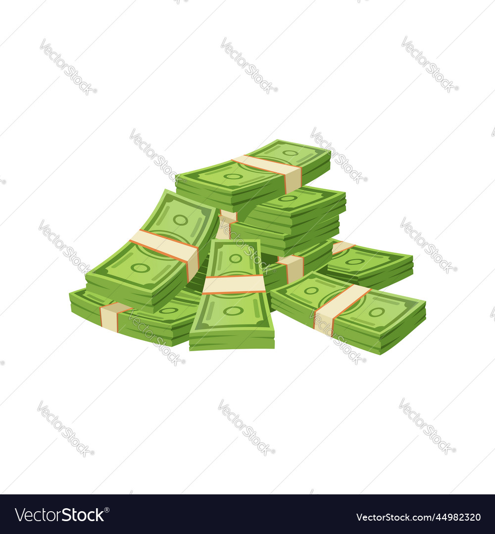 Cartoon paper banknotes money cash currency pile Vector Image