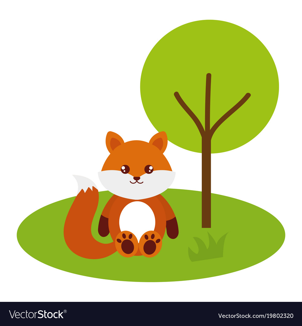 Cute and tender fox in the camp character Vector Image