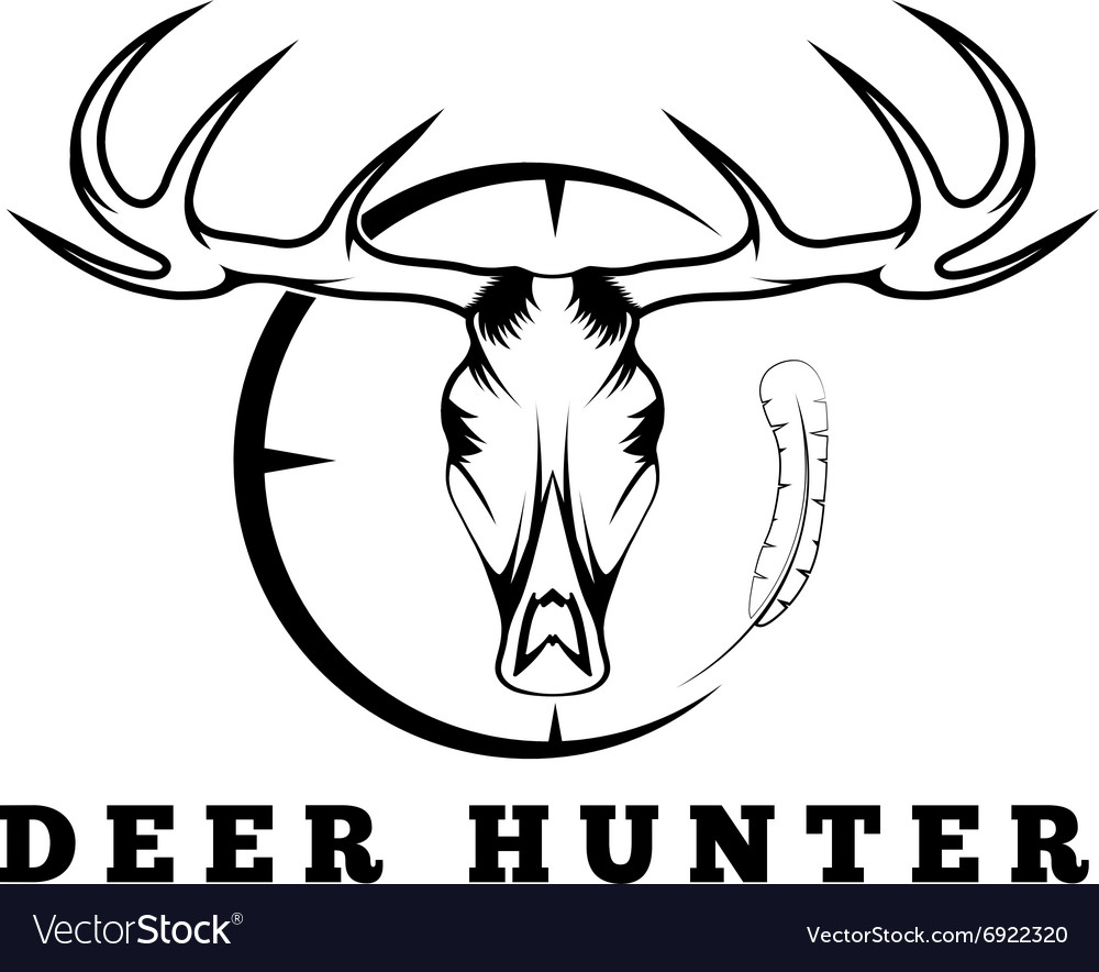 Deer skull with target and feather design template