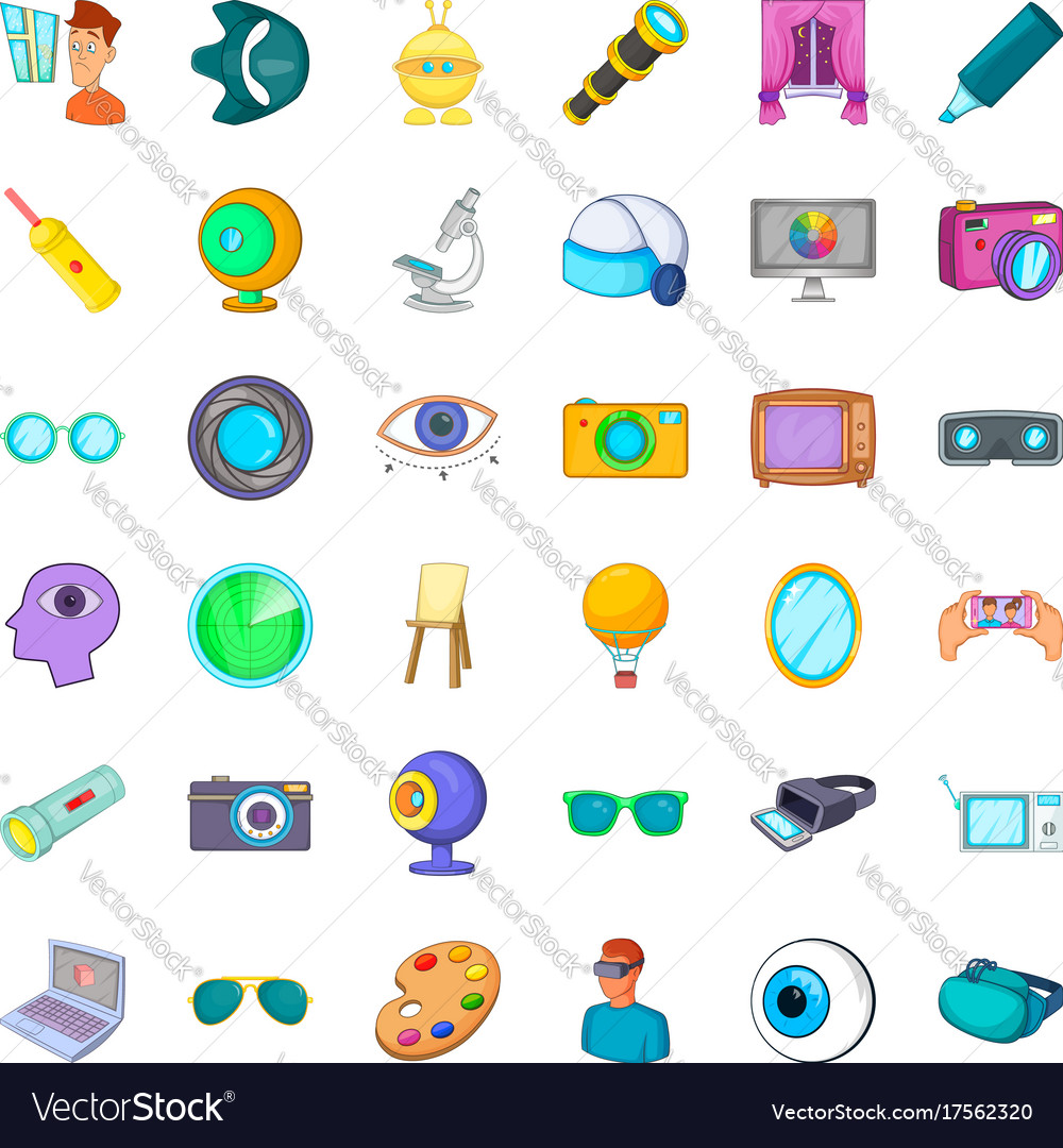 Exploration icons set cartoon style Royalty Free Vector