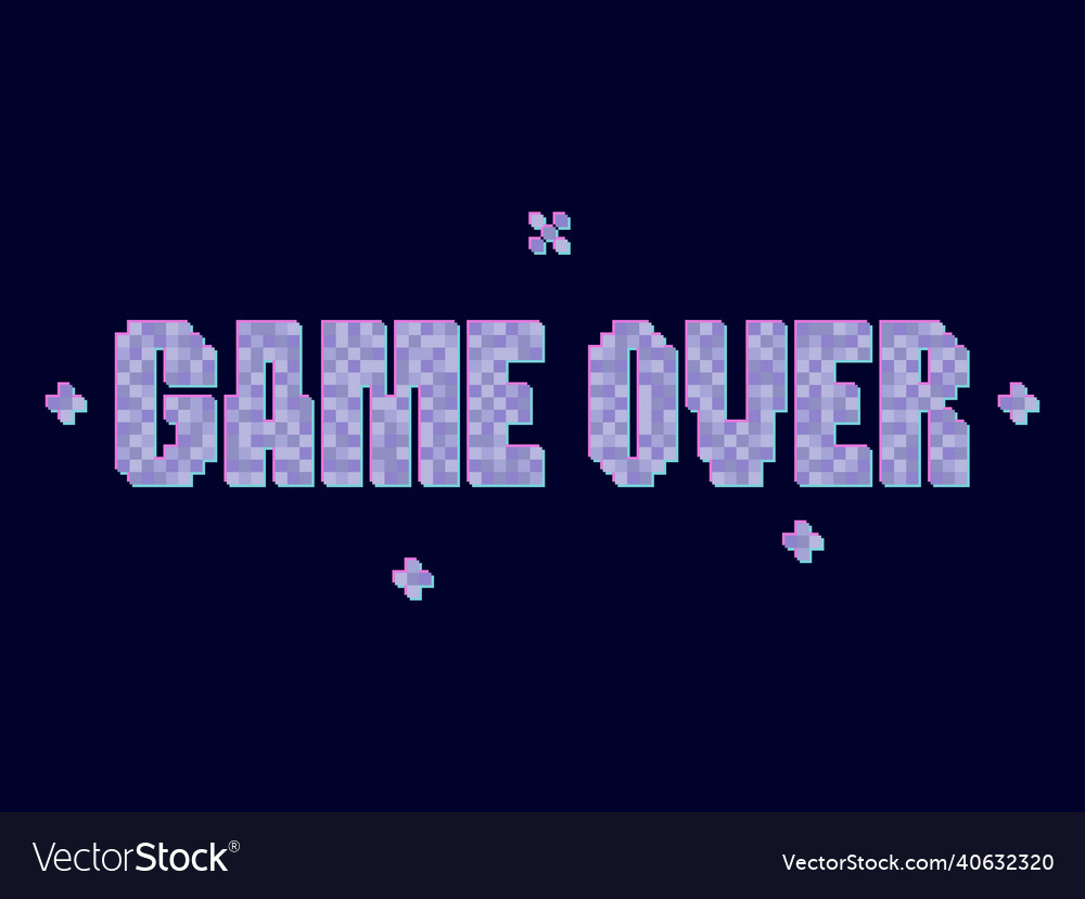 Game over pixel art text informing about Vector Image