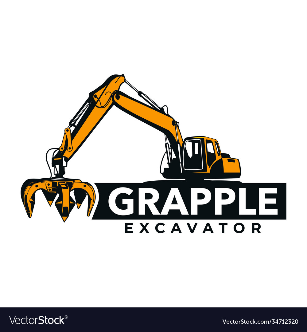 Grapple excavator logo Royalty Free Vector Image