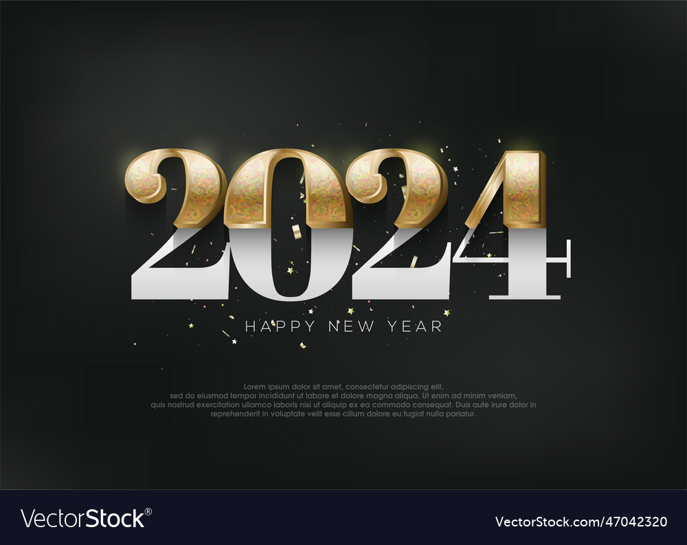 Happy new year 2024 with luxury gold glitters Vector Image