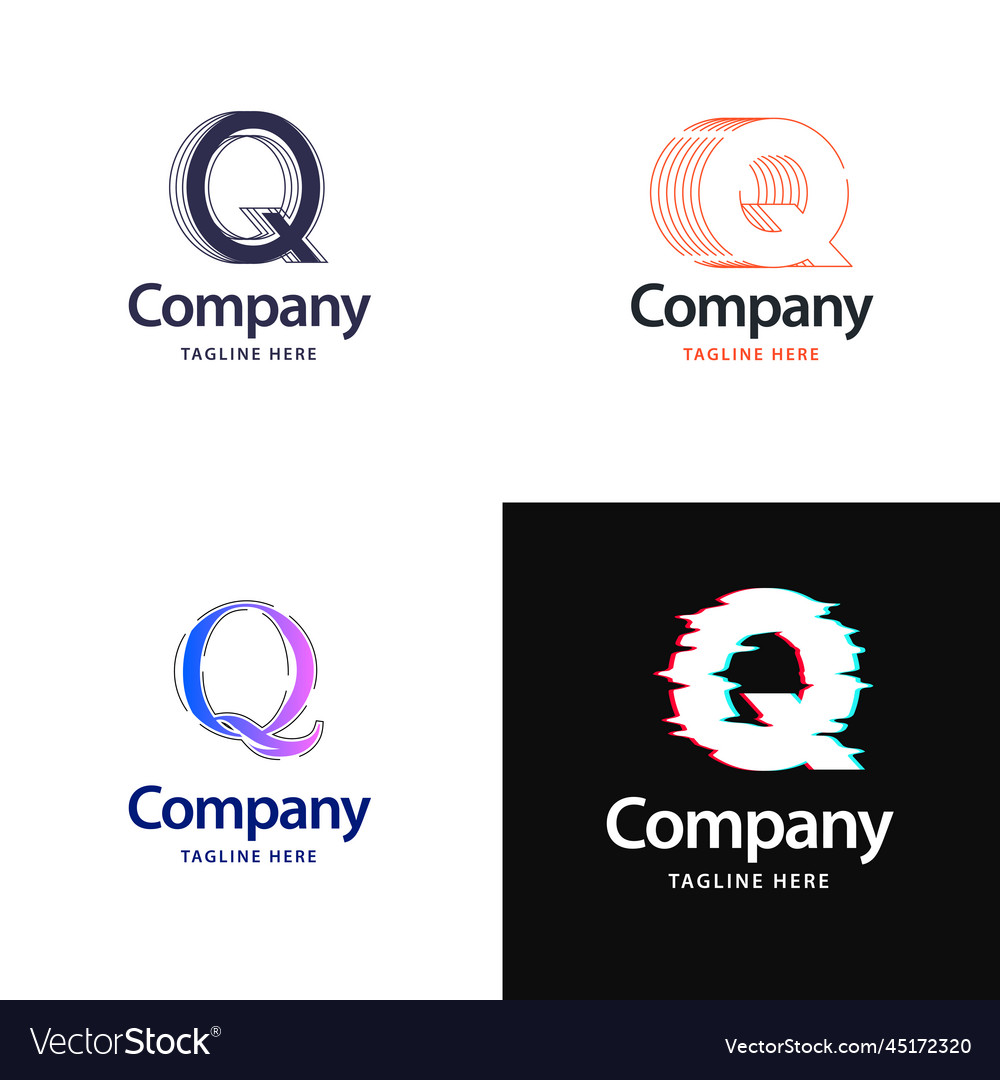 Letter q big logo pack design creative modern Vector Image