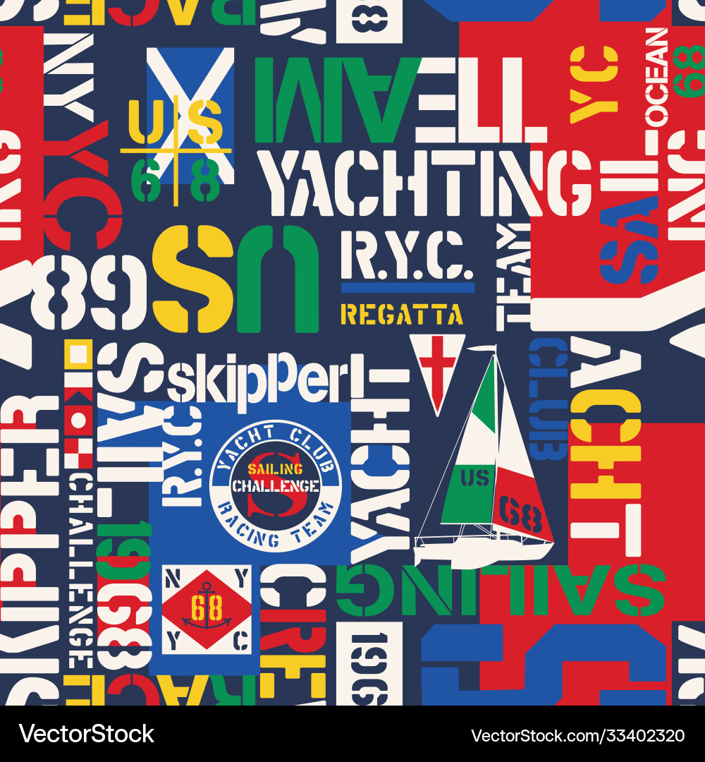 Nautical style yacht sailing elements wallpaper Vector Image