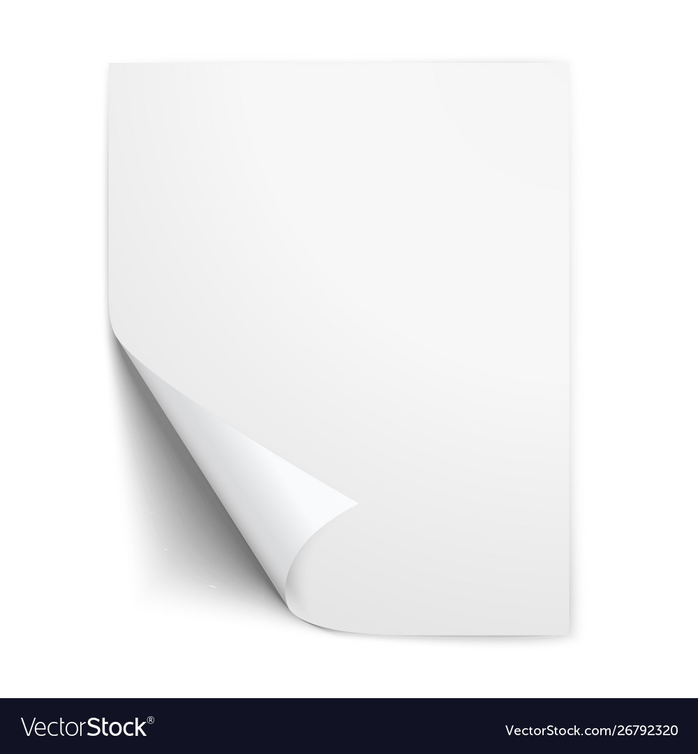 Realistic paper sheet with folded corner