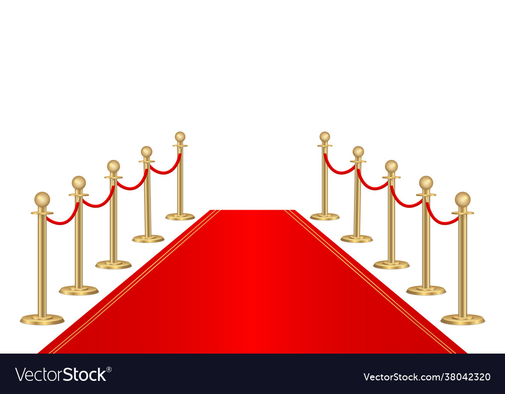 Red carpet and rope path barriers 3d Royalty Free Vector