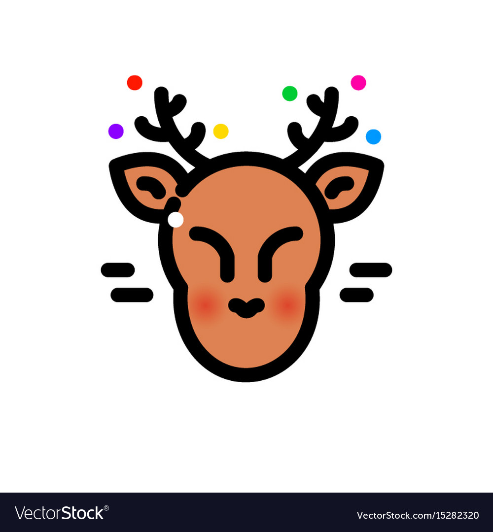 Thin line christmas deer Royalty Free Vector Image