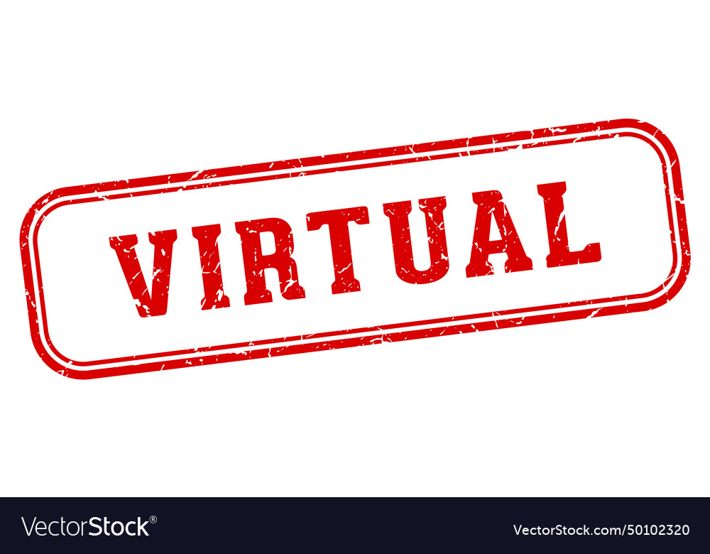 Virtual stamp rectangular on white Royalty Free Vector Image