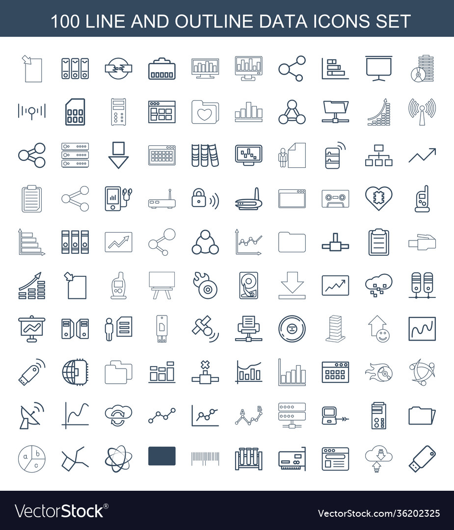 100 data icons Royalty Free Vector Image - VectorStock