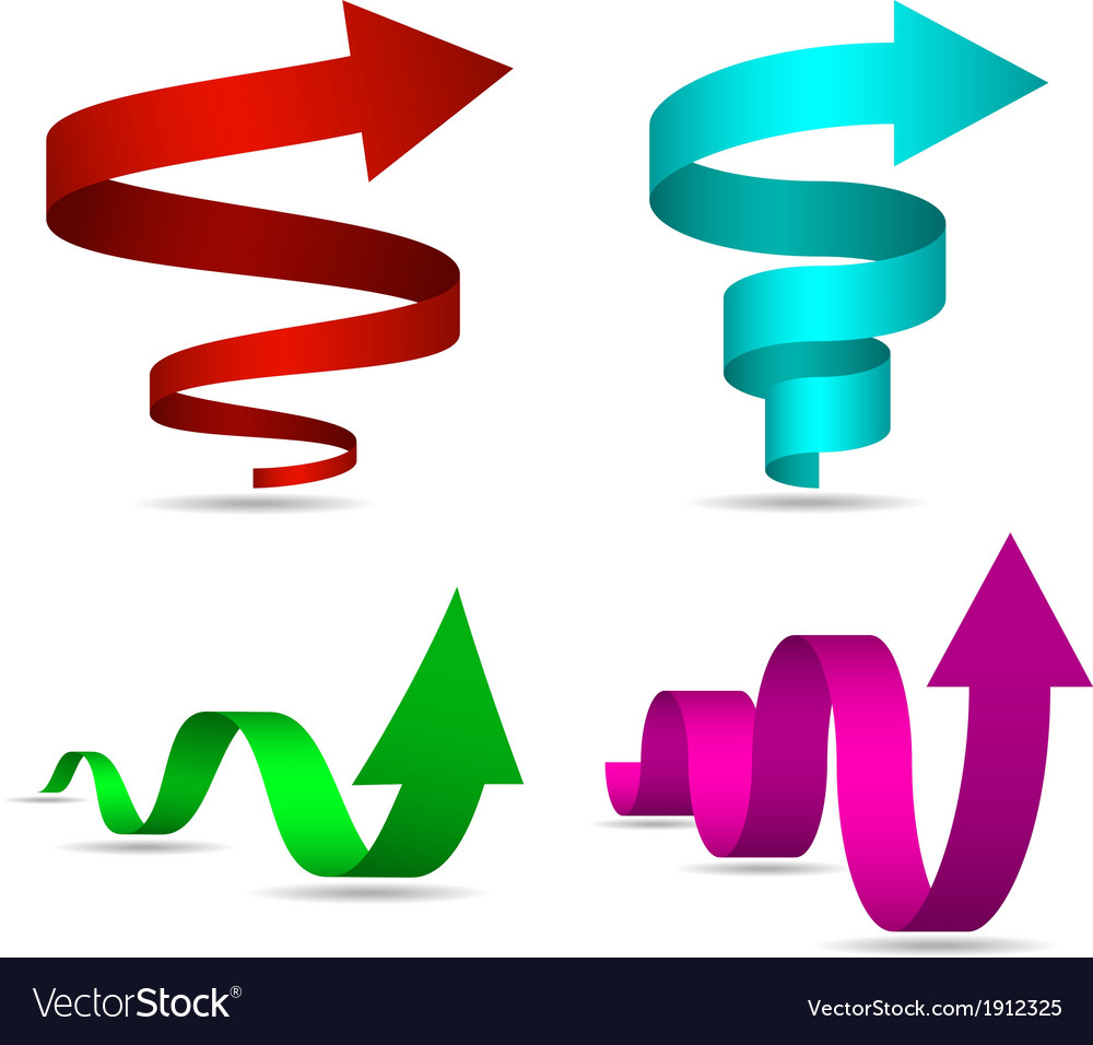 3d spiral and twisted arrows set