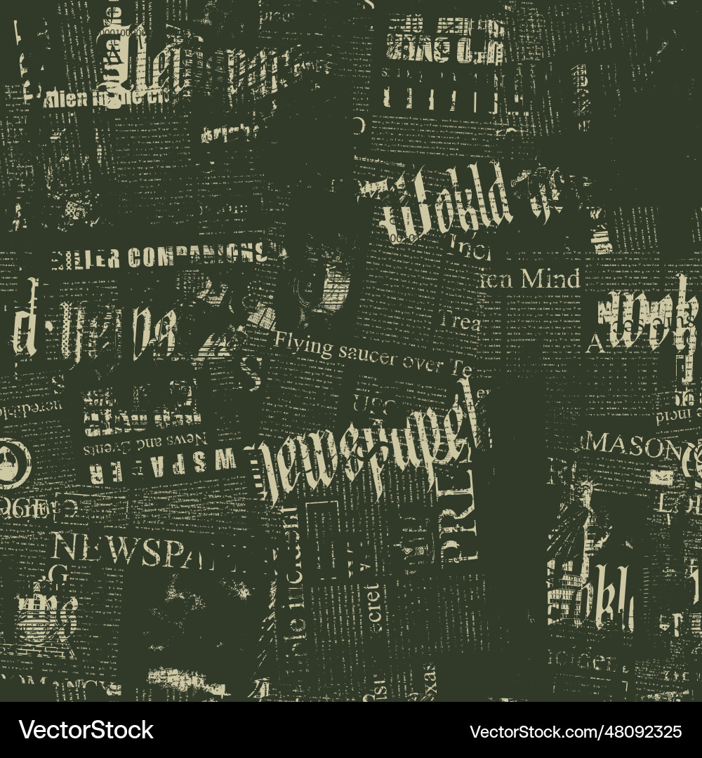 Abstract grunge seamless pattern with newspaper Vector Image