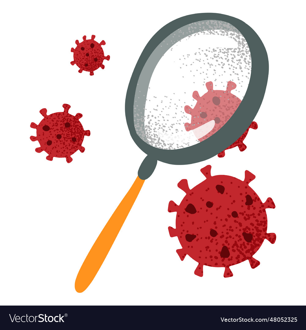 Covid19 magnifying glass textured Royalty Free Vector Image