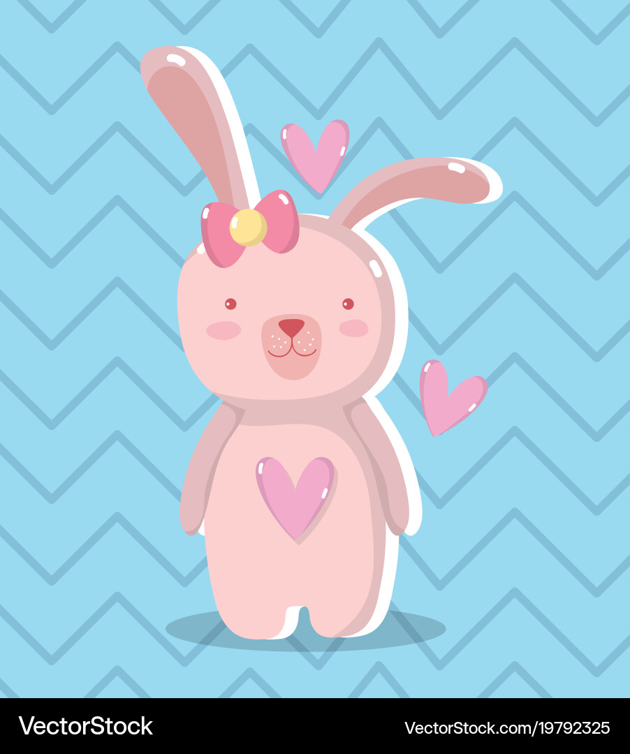 Cute rabbit female with hearts design Royalty Free Vector