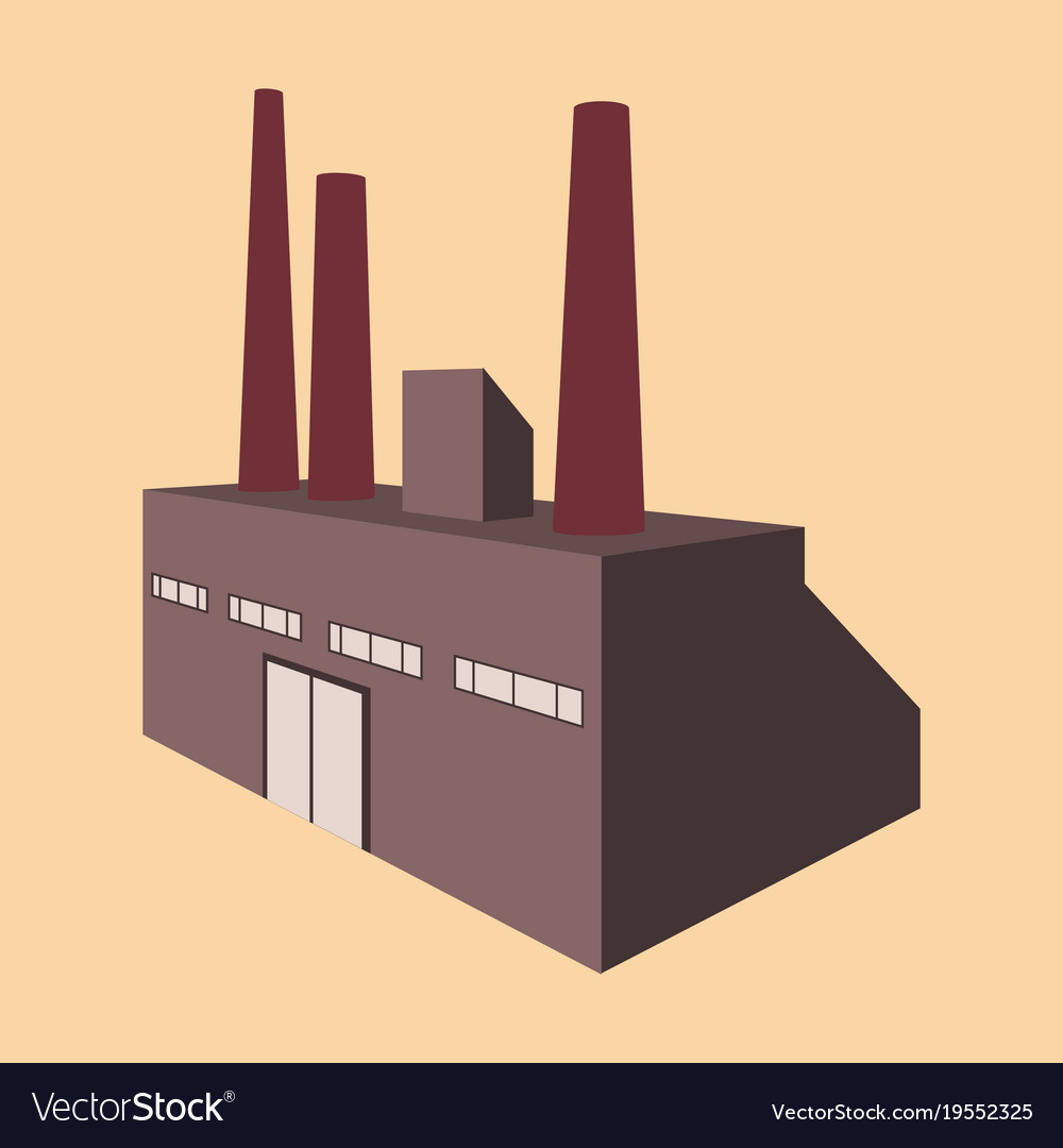 Factory building icon set in flat style Royalty Free Vector