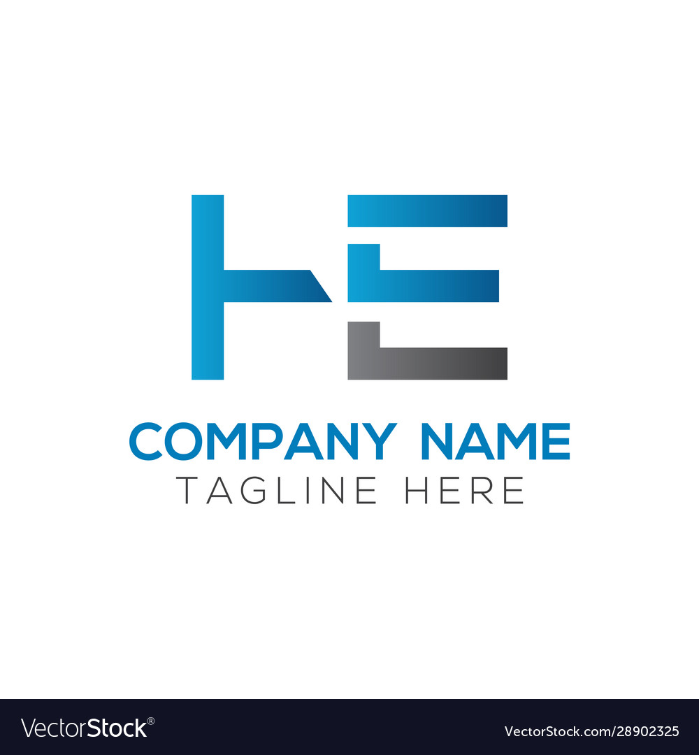 Letter he logo design linked template with blue Vector Image