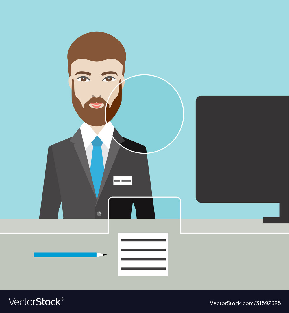 man-clerk-in-a-bank-flat-royalty-free-vector-image