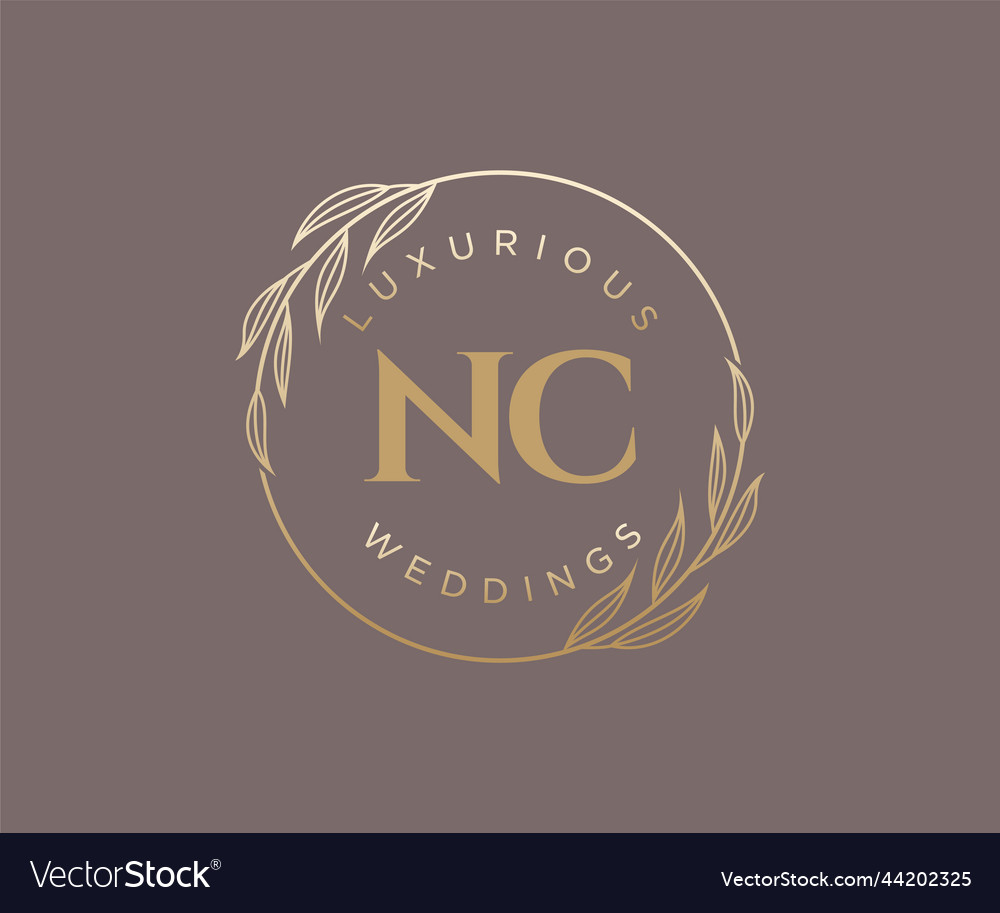 Nc initials letter wedding monogram logos Vector Image