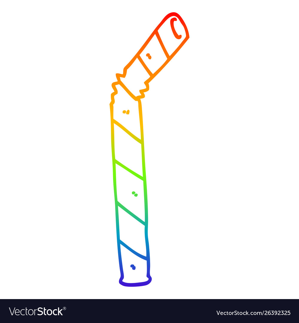 Rainbow gradient line drawing cartoon straw Vector Image