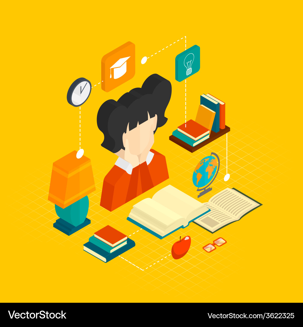 Reading Concept Isometric Royalty Free Vector Image