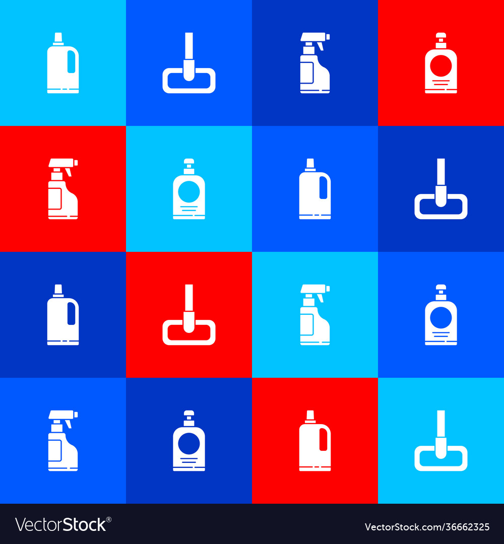 Set fabric softener mop spray bottle Royalty Free Vector