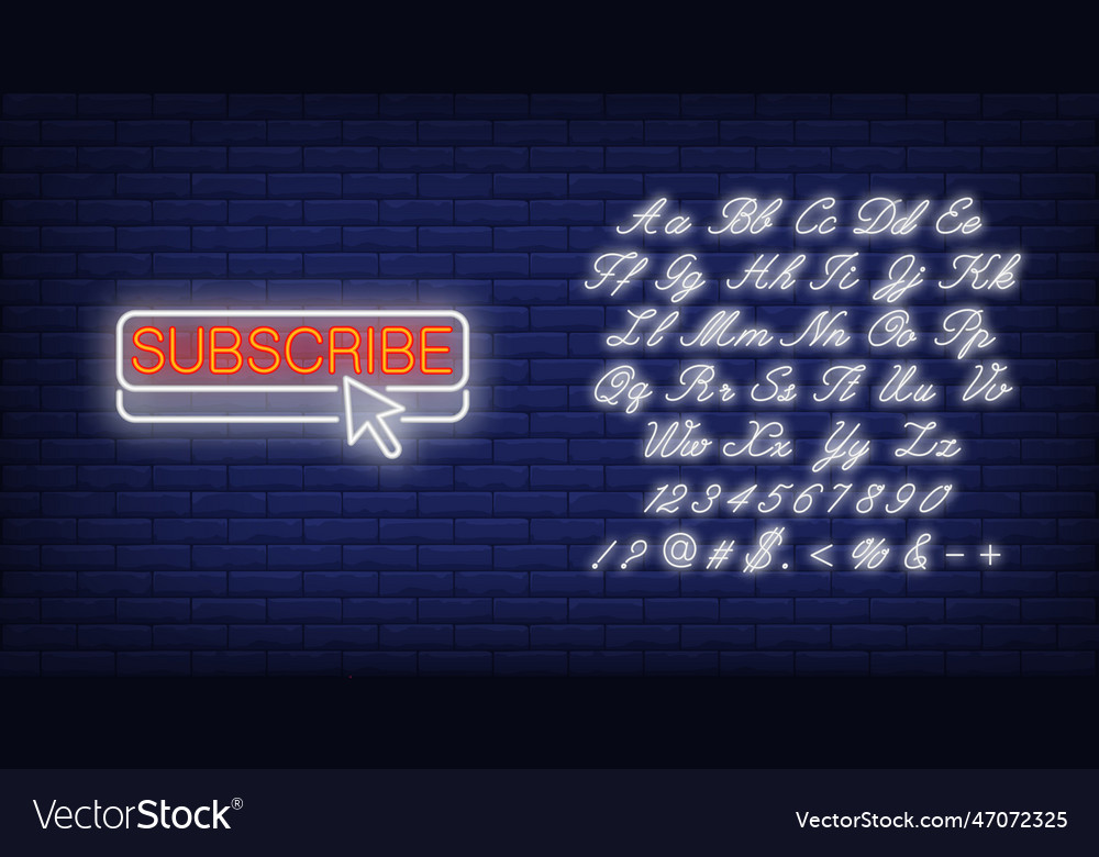 Subscribe button neon sign Royalty Free Vector Image