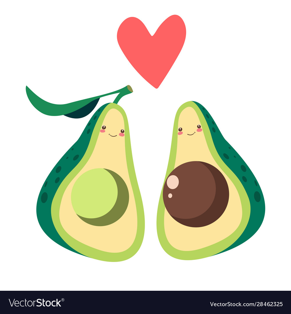 Two halves avocado in love Royalty Free Vector Image