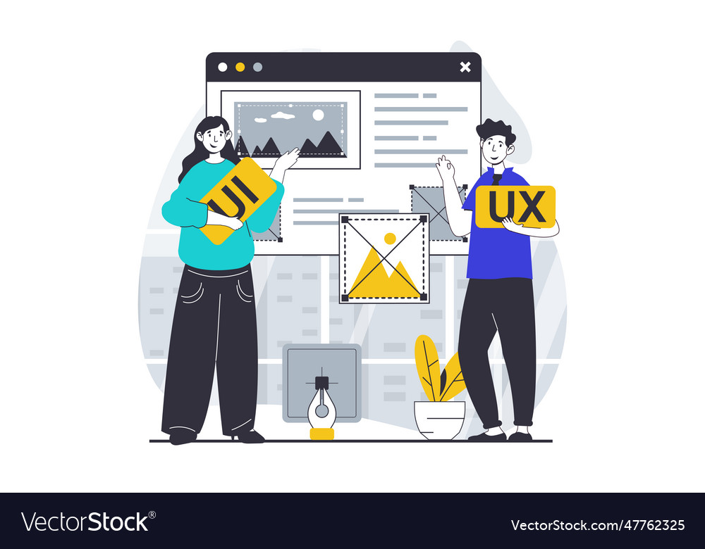 Ui ux design concept with people scene in flat Vector Image