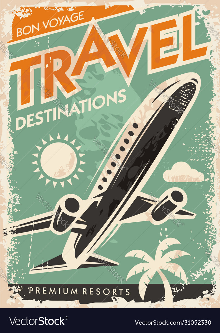 Airplane graphic on travel brochure vector image Airplane graphic on travel brochure