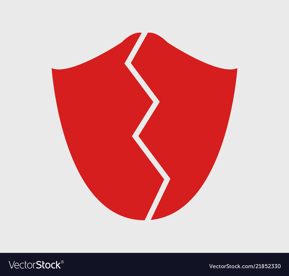 Broken Shield Icon Royalty Free Vector Image Vectorstock 0426