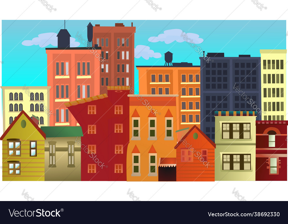 City society buildings artwork housing art Vector Image