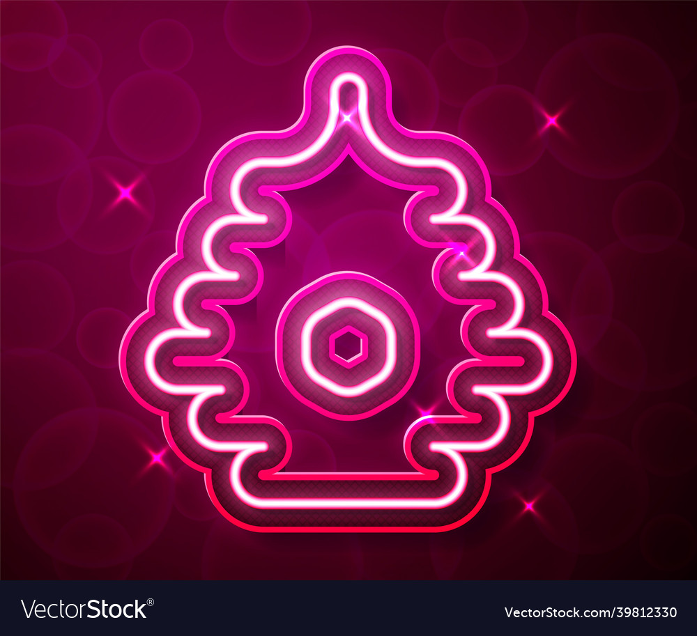 Glowing neon line hive for bees icon isolated