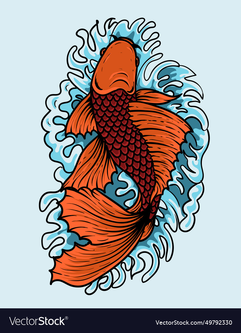 Koi fish with vintage japanese style Royalty Free Vector