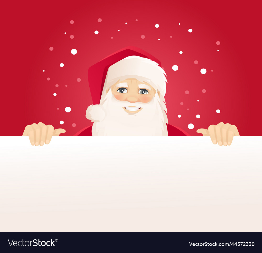 Santa behind blank board Royalty Free Vector Image