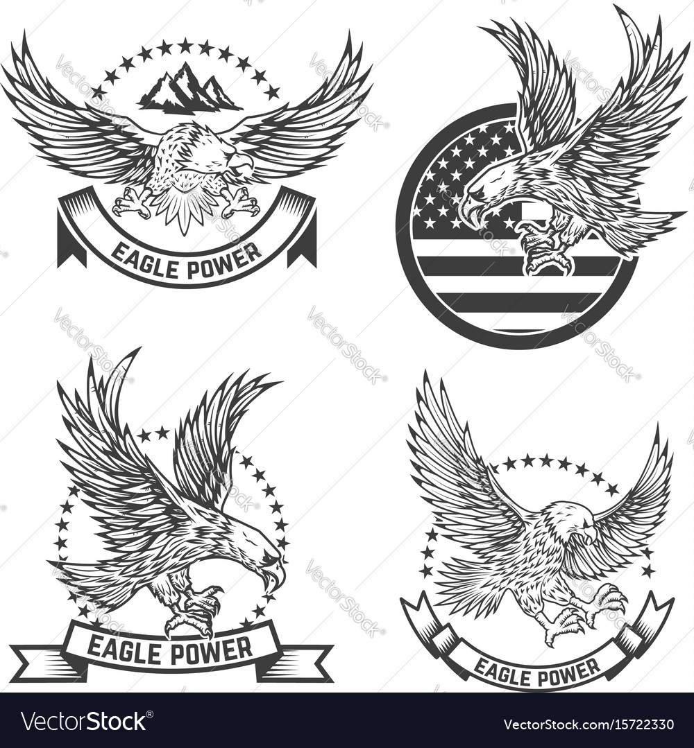 Set of coat of arms with eagles design elements Vector Image