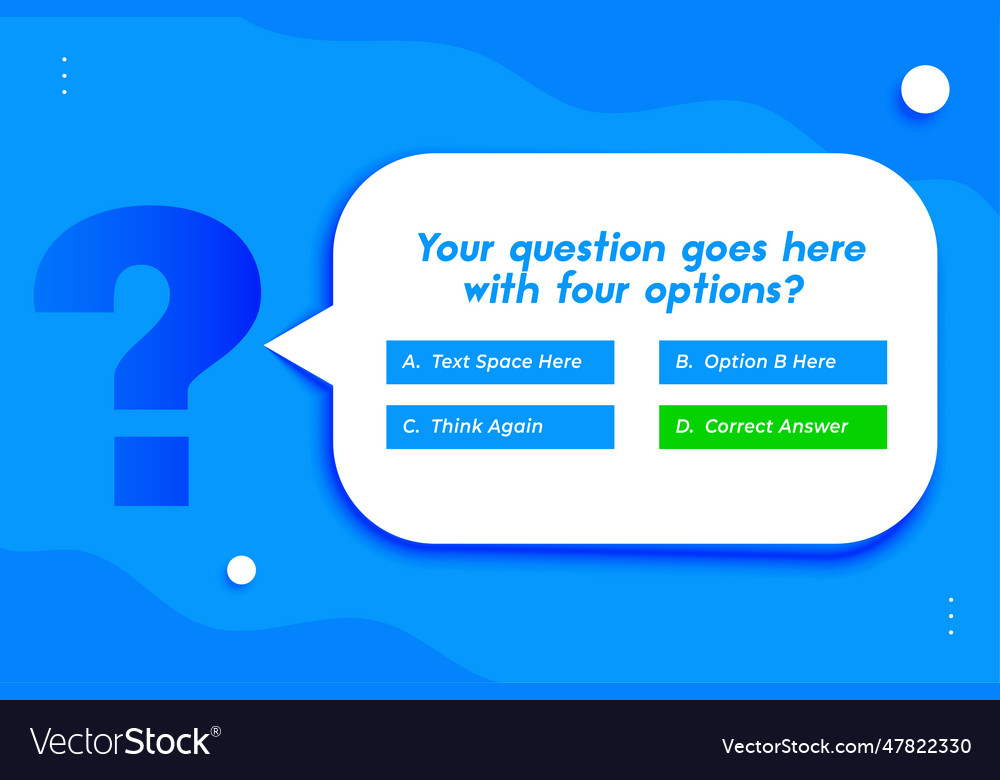 Take the quiz challenge with multiple option Vector Image