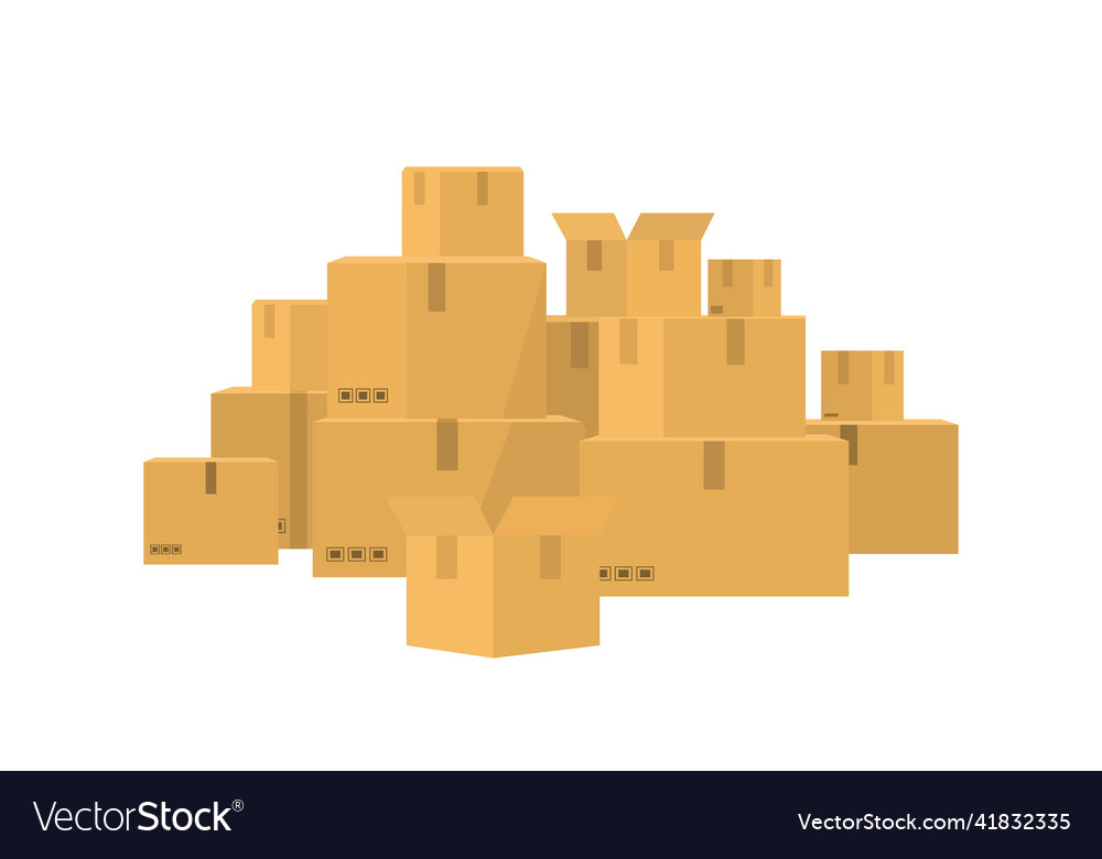 Carton boxes lots of crates and isolated Vector Image