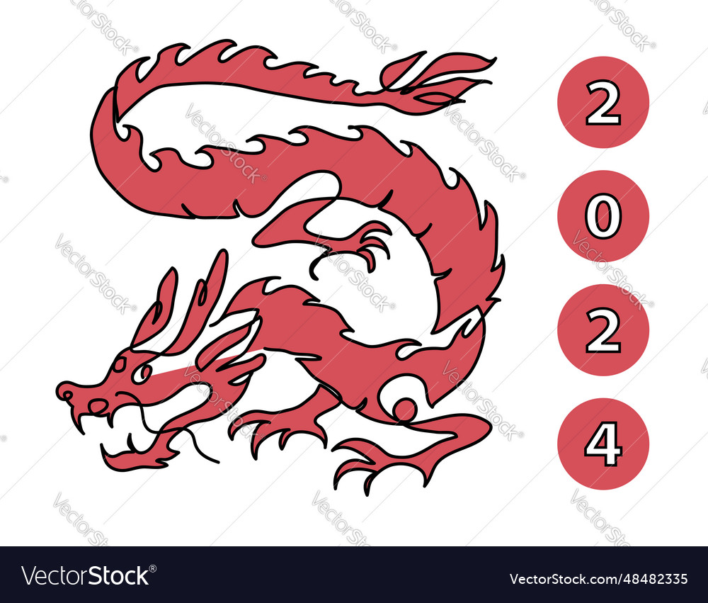 Chinese dragon year 2024 one Royalty Free Vector Image