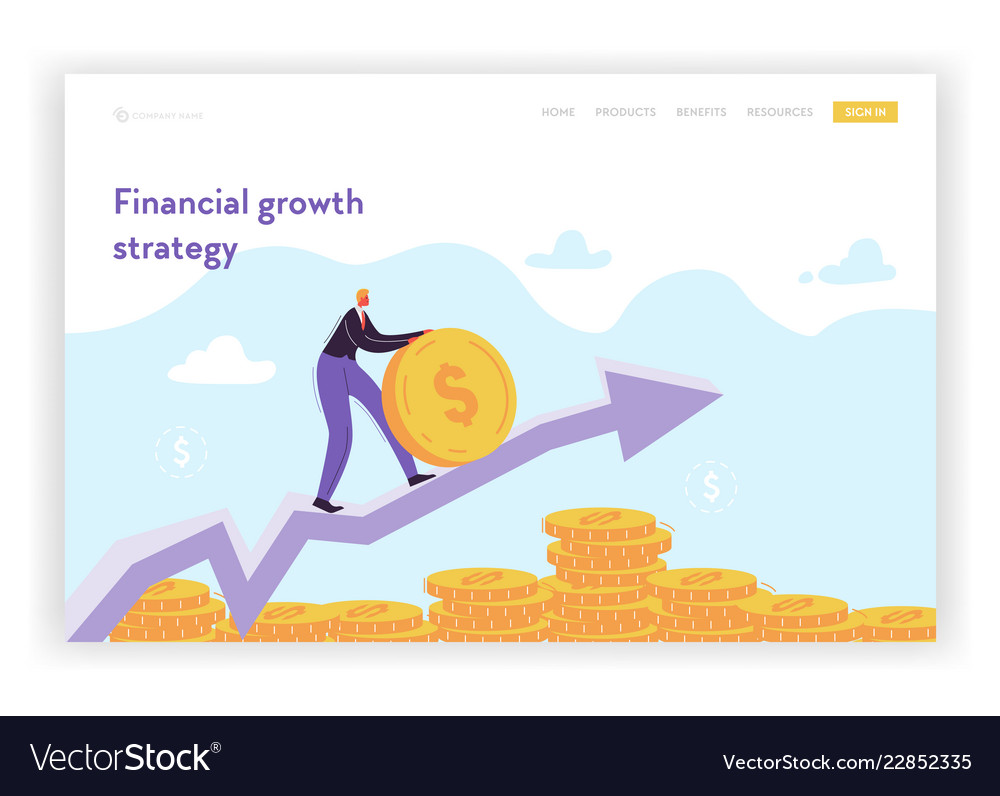 Financial growth strategy landing page template Vector Image