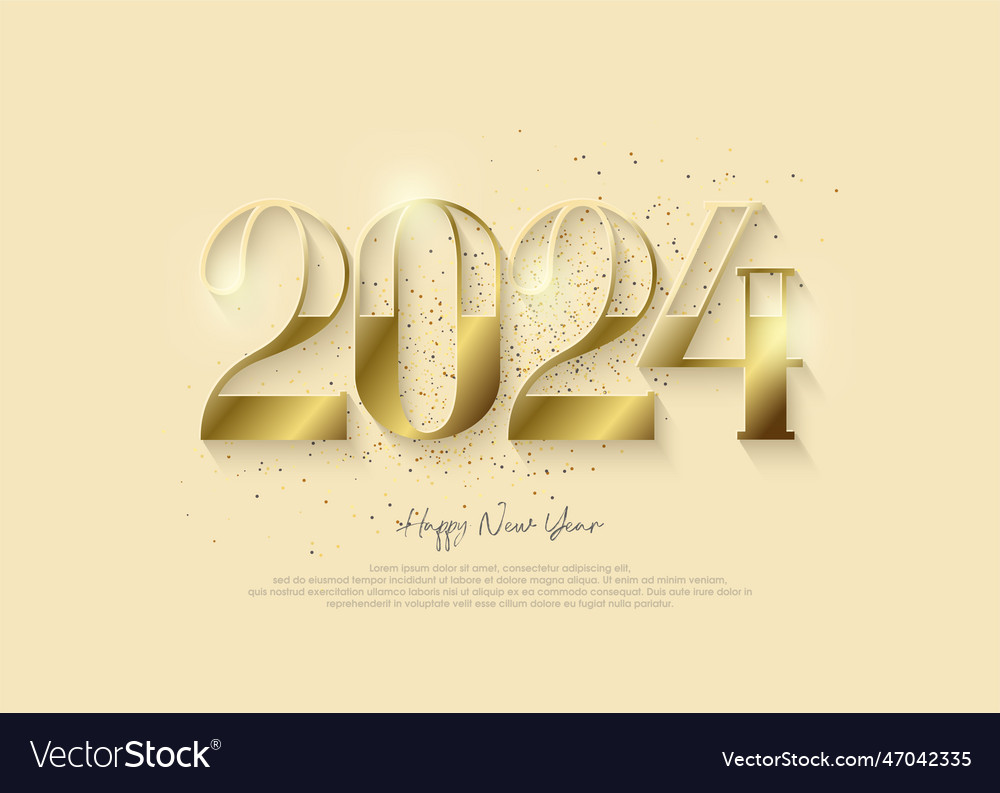 Golden new year 2024 thin luxurious and elegant Vector Image