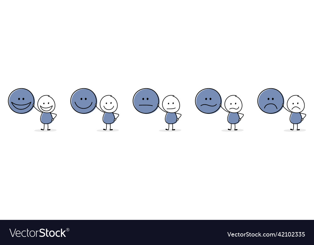 Stickman with emoticons appraisal concept Vector Image Stickman with emoticons appraisal concept Vector Image