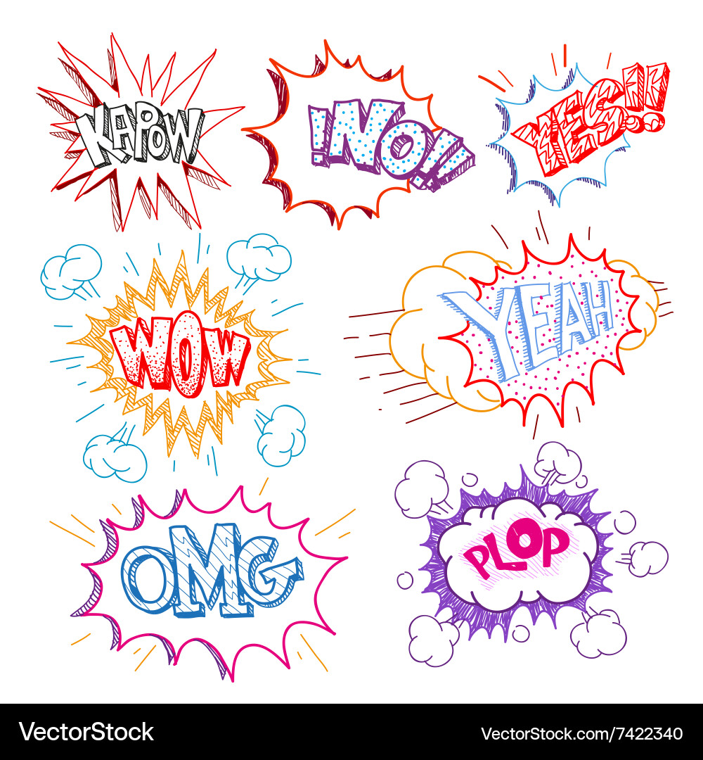 Boom set comic book explosion Royalty Free Vector Image