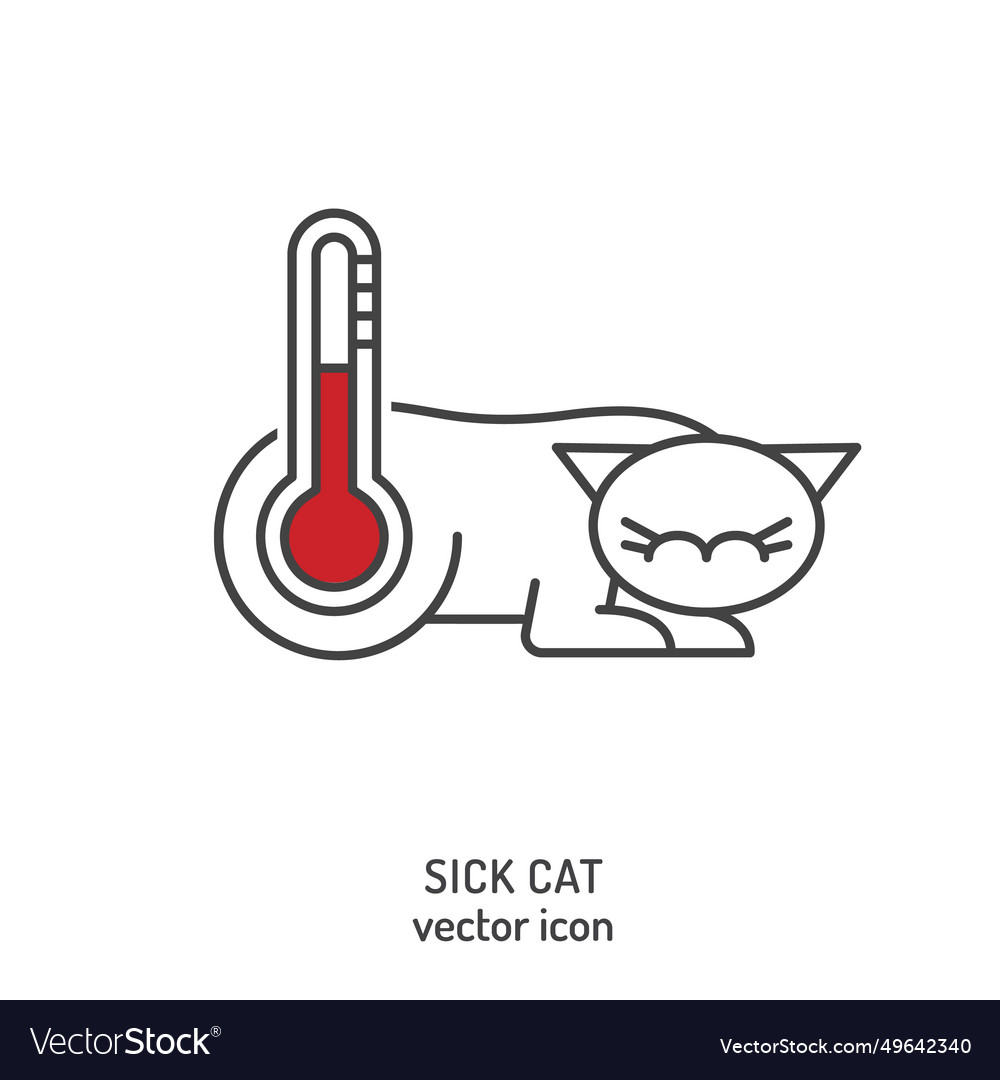 Cat fever and lethargy icon hyperthermia in cats Vector Image