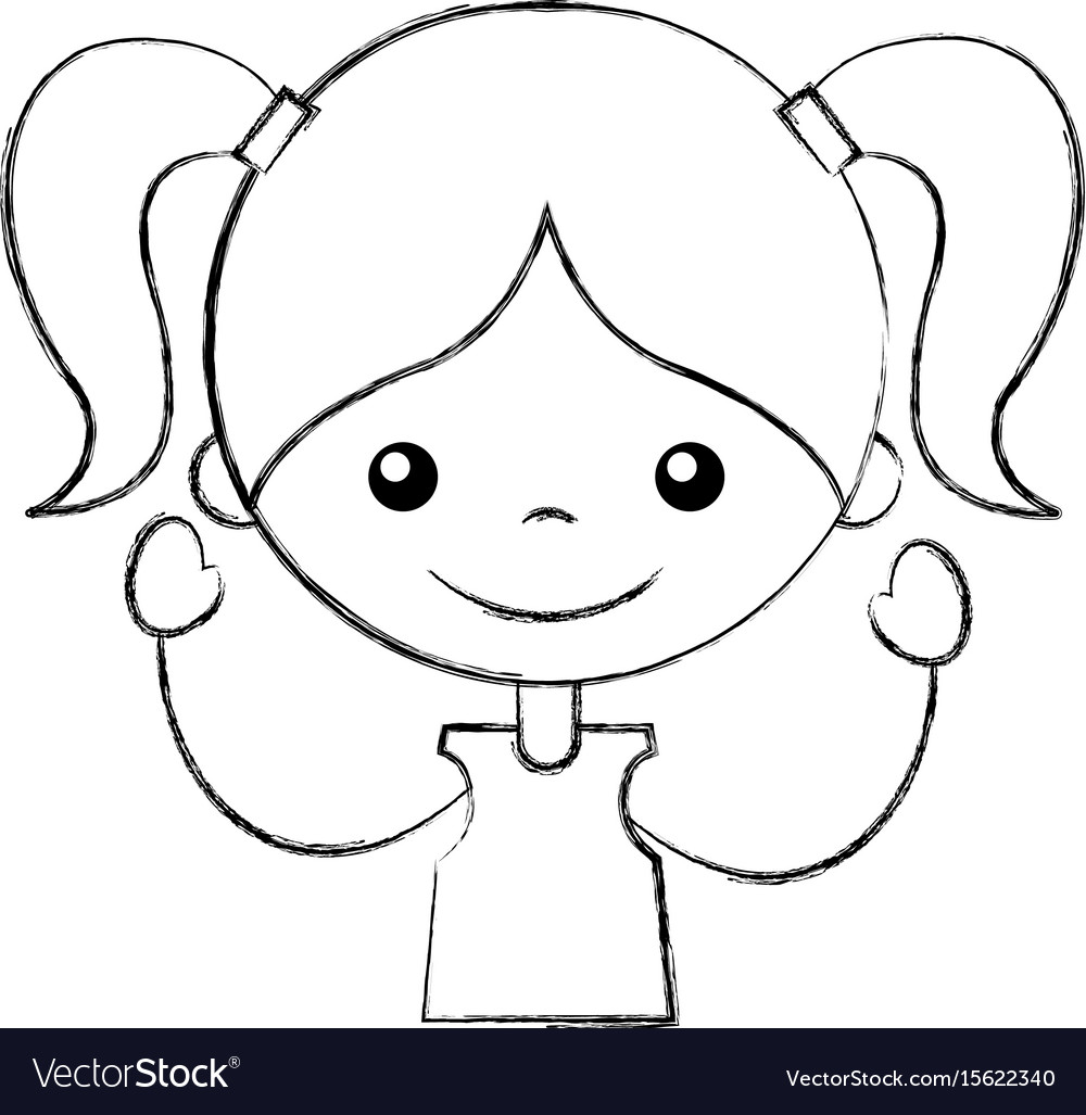 Cute girl character icon Royalty Free Vector Image