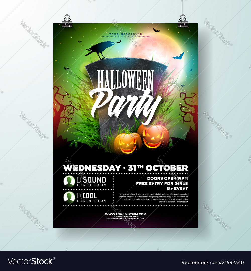 Halloween party flyer vector image Halloween party flyer