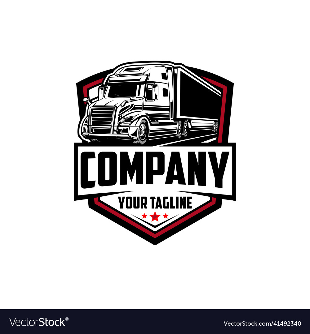 Semi truck trailer logo Royalty Free Vector Image