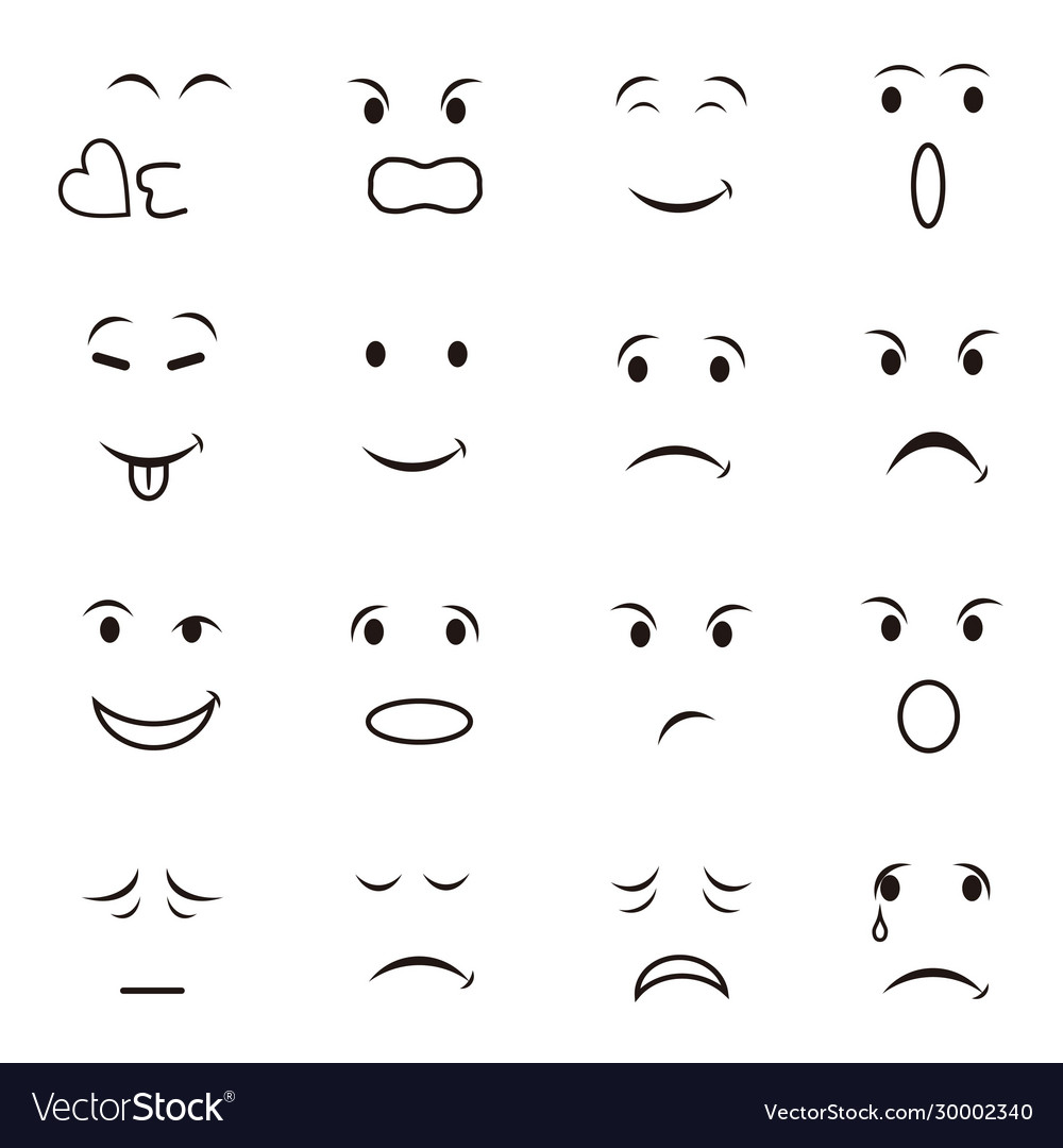 Set avatar emoji avatar icon lines contains Vector Image